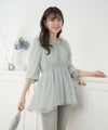レディース/トップス/ブラウス/シアー/シフォン/ギャザー/ボリューム/ウエストゴム/ペプラム/フリル/春/夏/トレンド/かわいい/フェミニン/エレガント/上品/ヌン活/女子会/バレンタインコーデ/レモン/ピンクベージュ/アイスブルー/ブルーグレー
