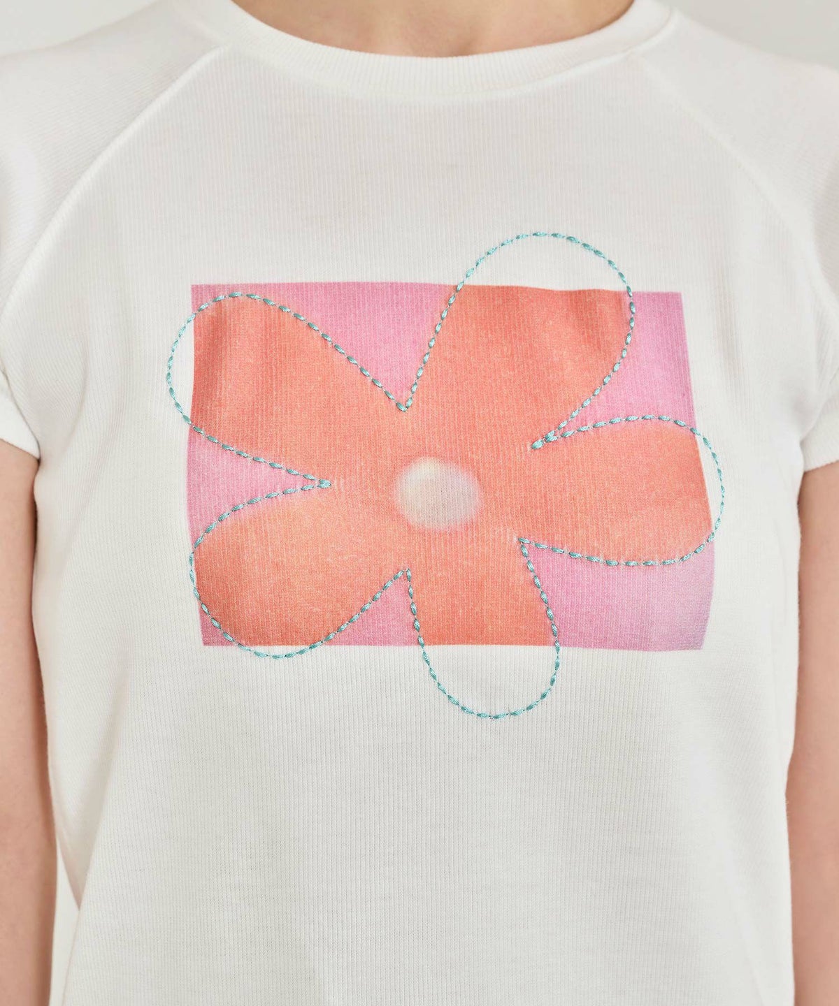 トップス/リブ/Tシャツ/プリント/刺繍