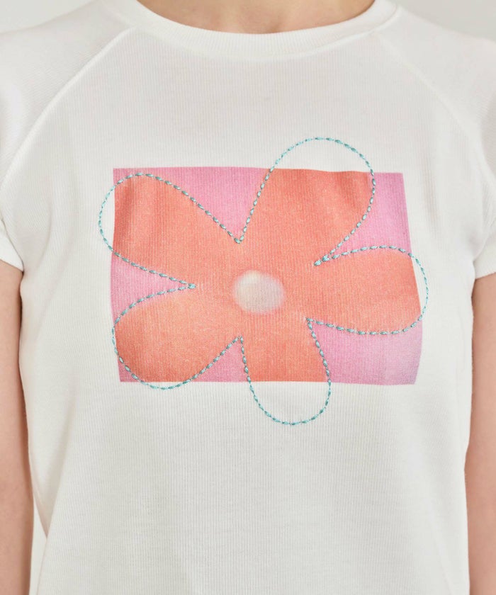 トップス/リブ/Tシャツ/プリント/刺繍