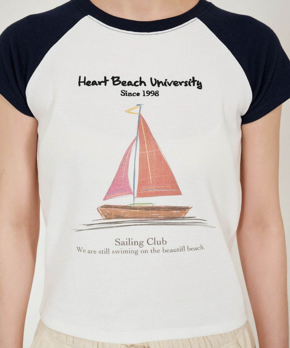 トップス/リブ/Tシャツ/プリント/刺繍