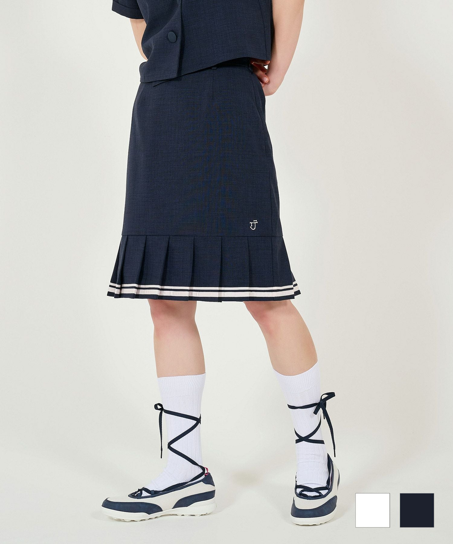 限定Price！SALE 裾プリーツ ミディアムスカート TINA：JOJUN 全2色
