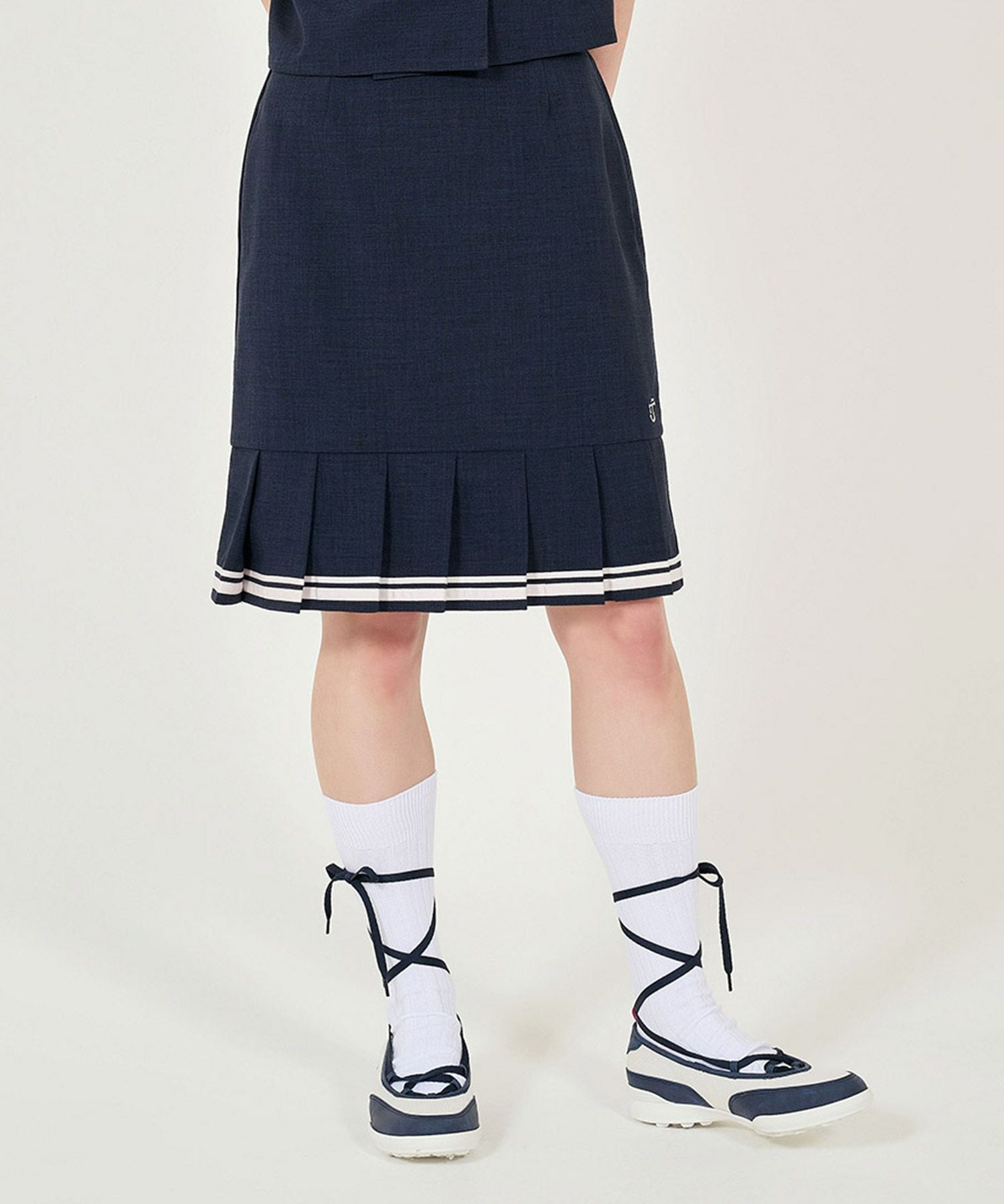 限定Price！SALE 裾プリーツ ミディアムスカート TINA：JOJUN 全2色