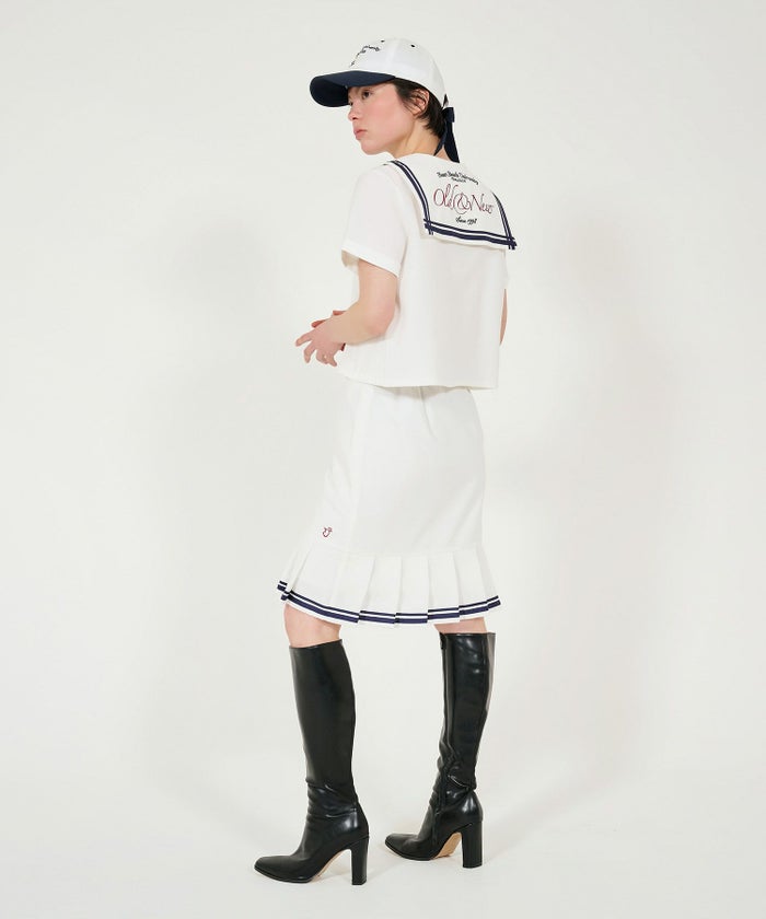 ボトムス/スカート/ミディ丈スカート/プリーツ/ホワイト/ネイビー