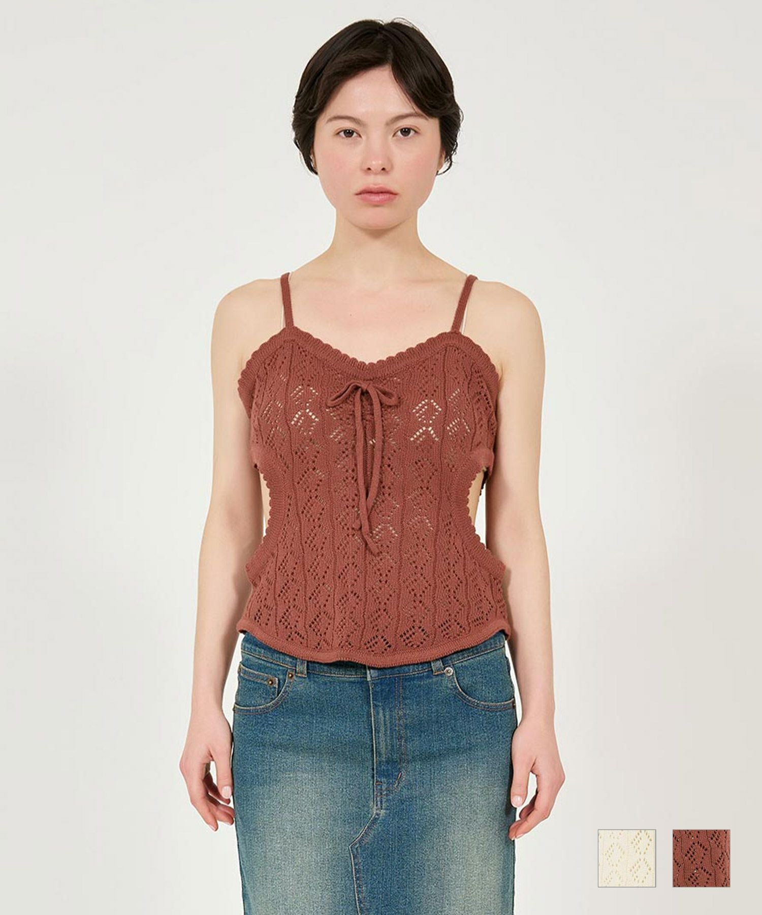 限定Price！SALE 透かし編み カントリーライクニットキャミ TINA