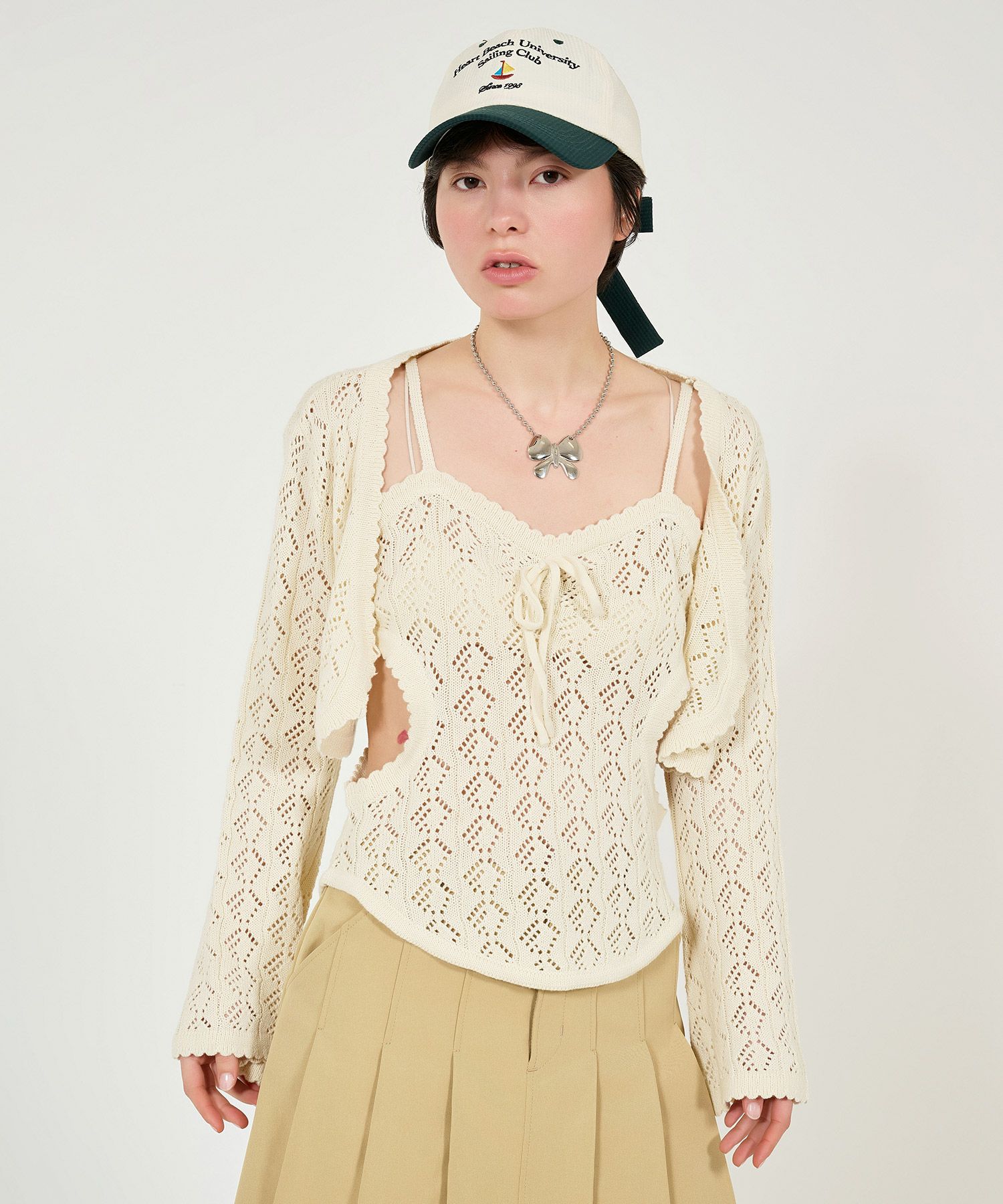 限定Price！SALE 透かし編み カントリーライクニットキャミ TINA