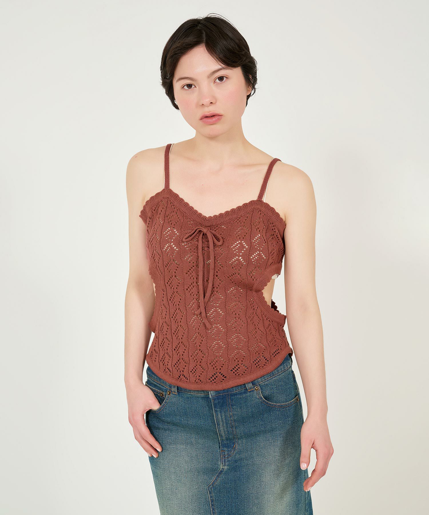 限定Price！SALE 透かし編み カントリーライクニットキャミ TINA