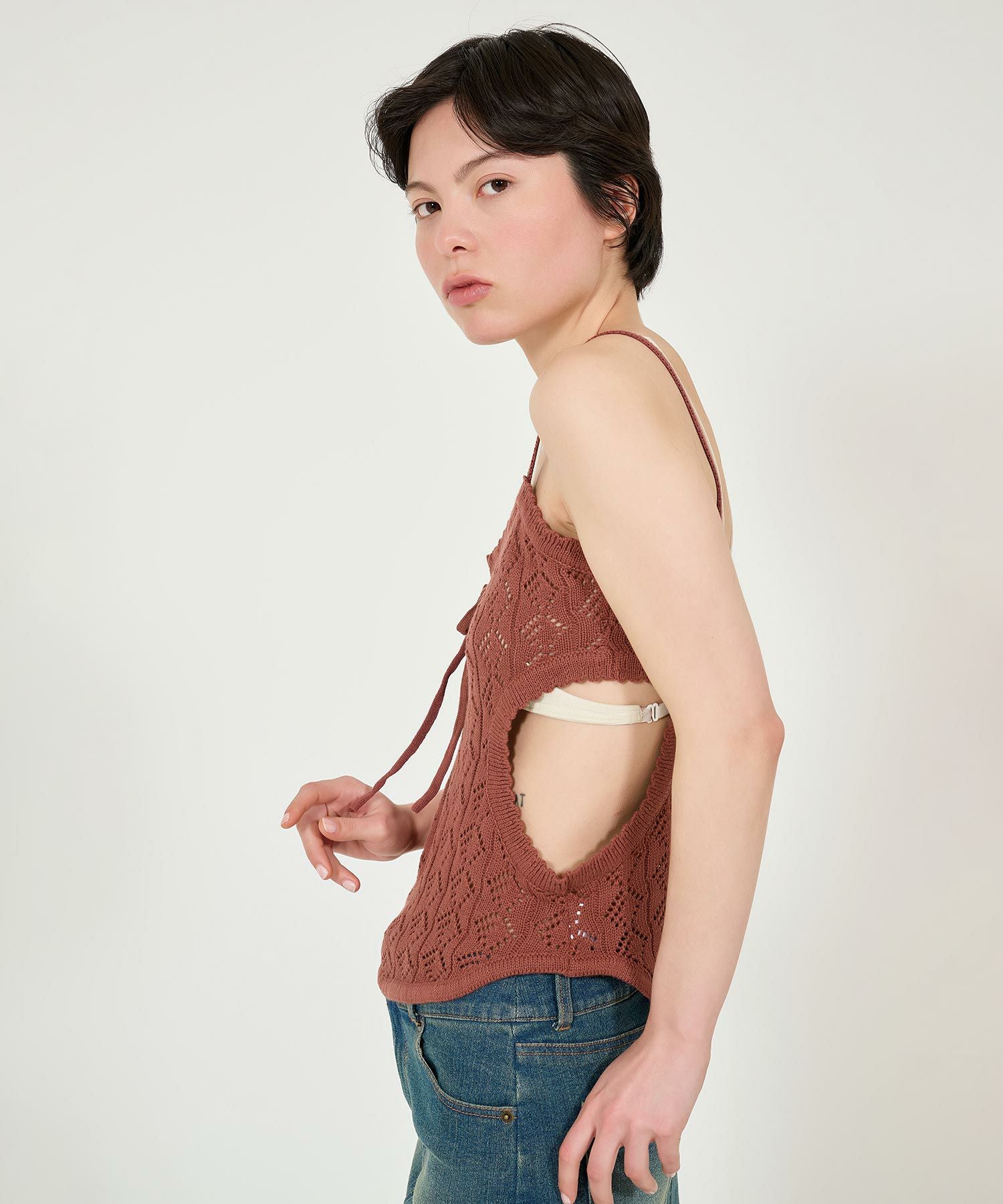 限定Price！SALE 透かし編み カントリーライクニットキャミ TINA
