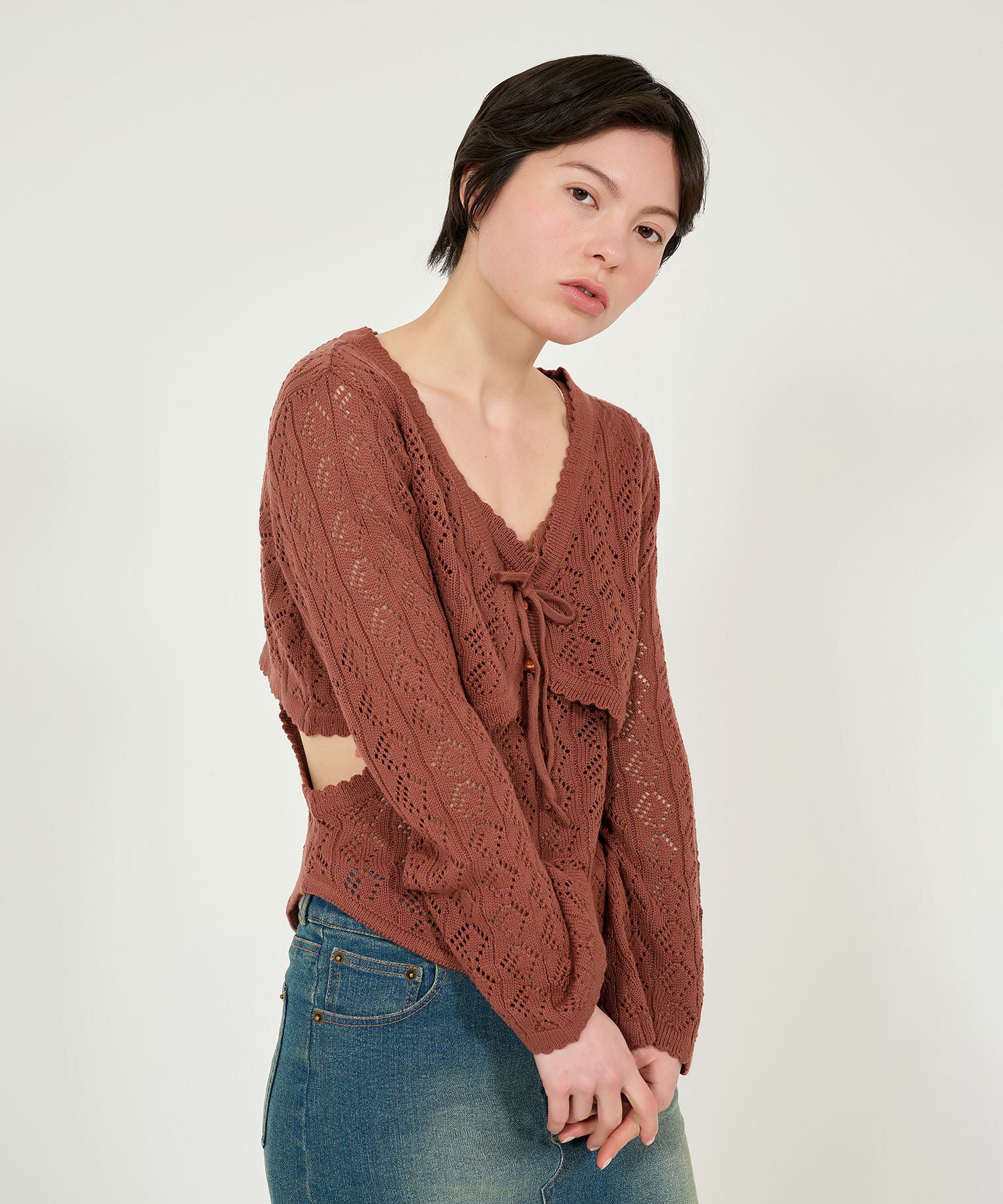 限定Price！SALE 透かし編み カントリーライクニットキャミ TINA