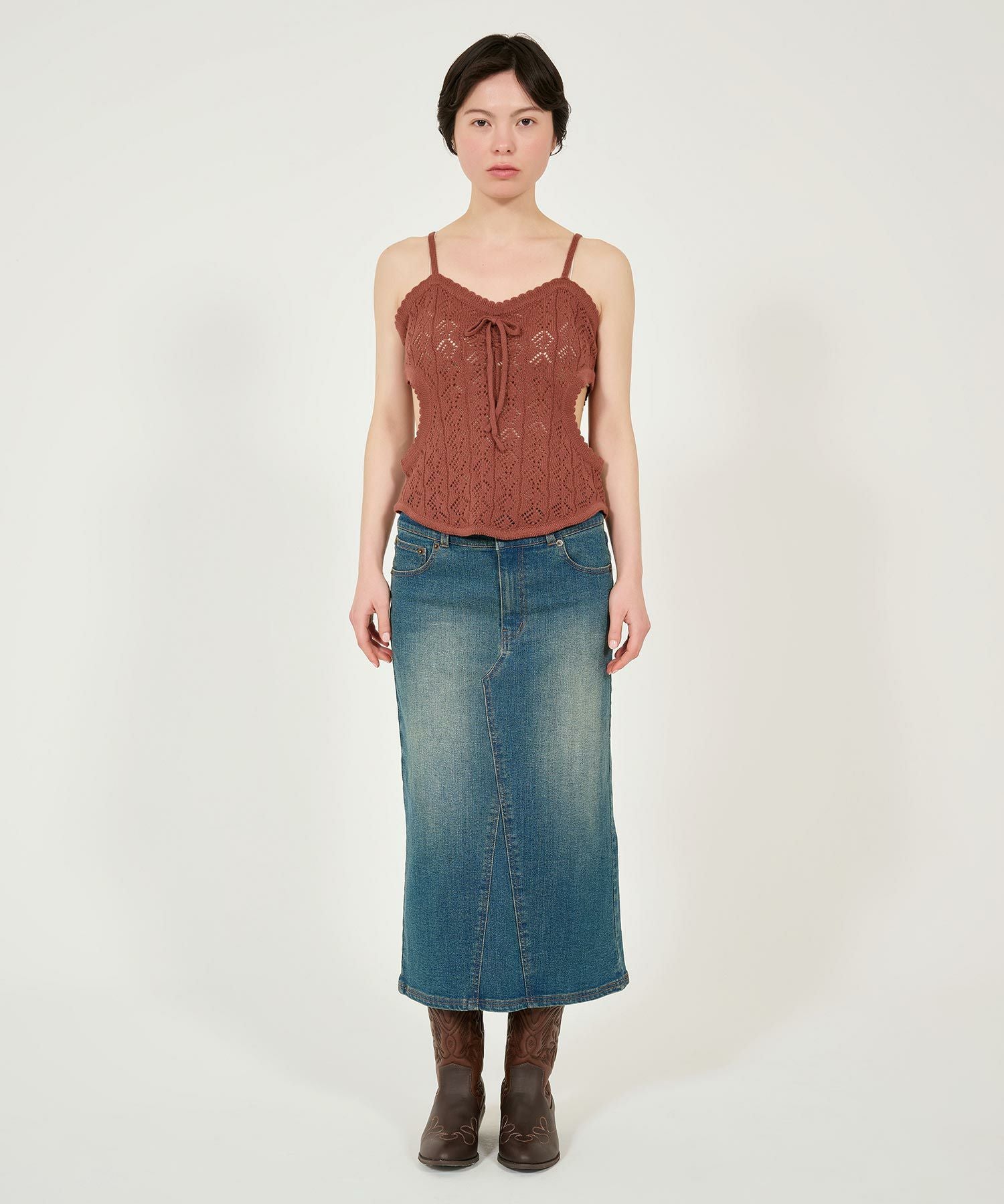 限定Price！SALE 透かし編み カントリーライクニットキャミ TINA