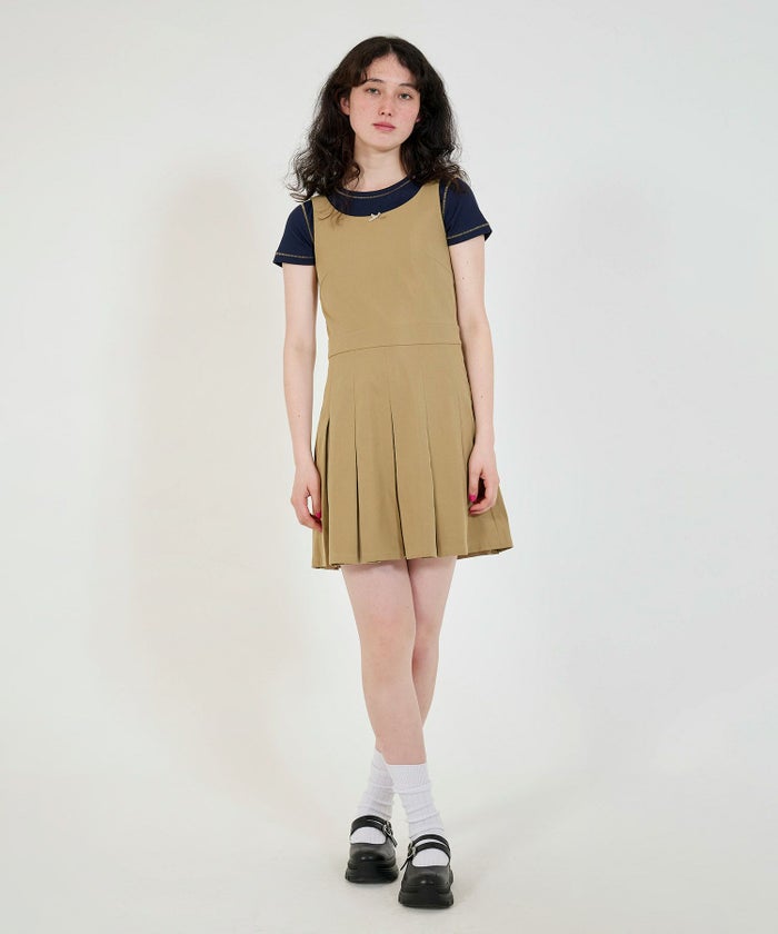 トップス/リブ/コンパクト丈/半袖