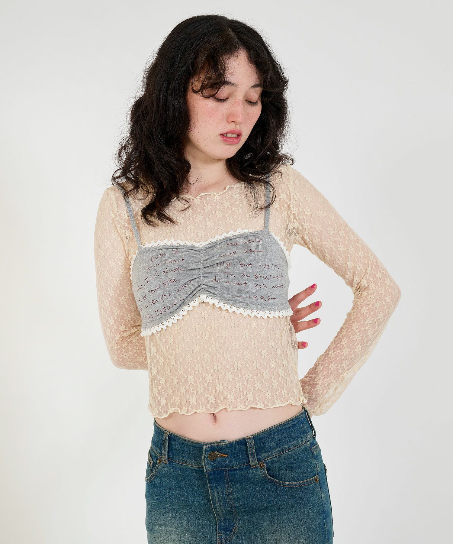 刺繍入り ニットビスチェ TINA：JOJUN 全2色｜tnj421-0774【1】