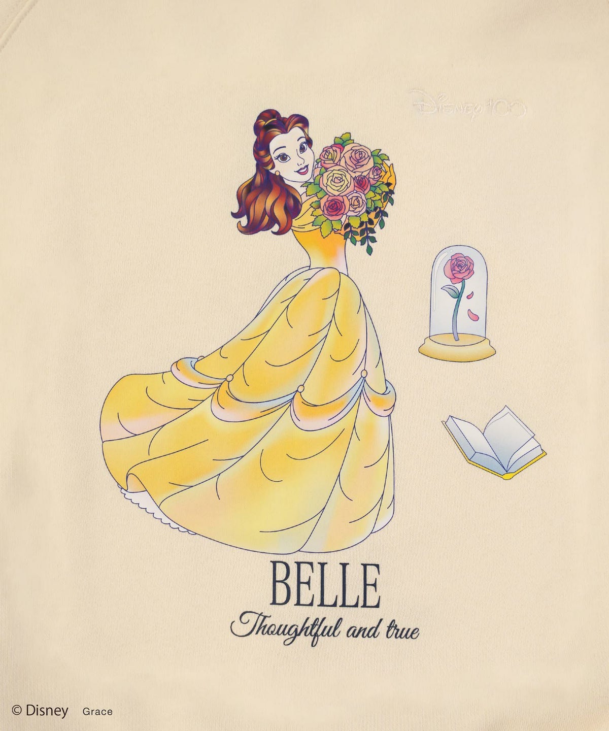 レディース/トップス/スウェット/Disney/ディズニー/ディズニー100周年/100周年限定デザイン/プリンセス/ベル/Belle/美女と野獣/アリエル/Ariel/リトル・マーメイド/シンデレラ/Cinderella/ゴールド/シルバー/オーロラ/オリジナル/コレクション/刺繍/ハート/エレガント