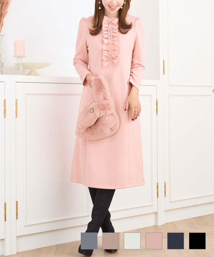 ギャザーフリル リラックス ワンピース, ワンピース, Prima Scherrer, 40代、50代、ママ、働く女性, 授業参観、入学式、七五三、卒業式、お宮参り、会食 ギャザーフリル リラックス ワンピース Prima Scherrer