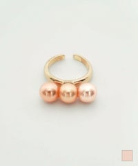 3連 カラーパール リング　HUIT　ピンク