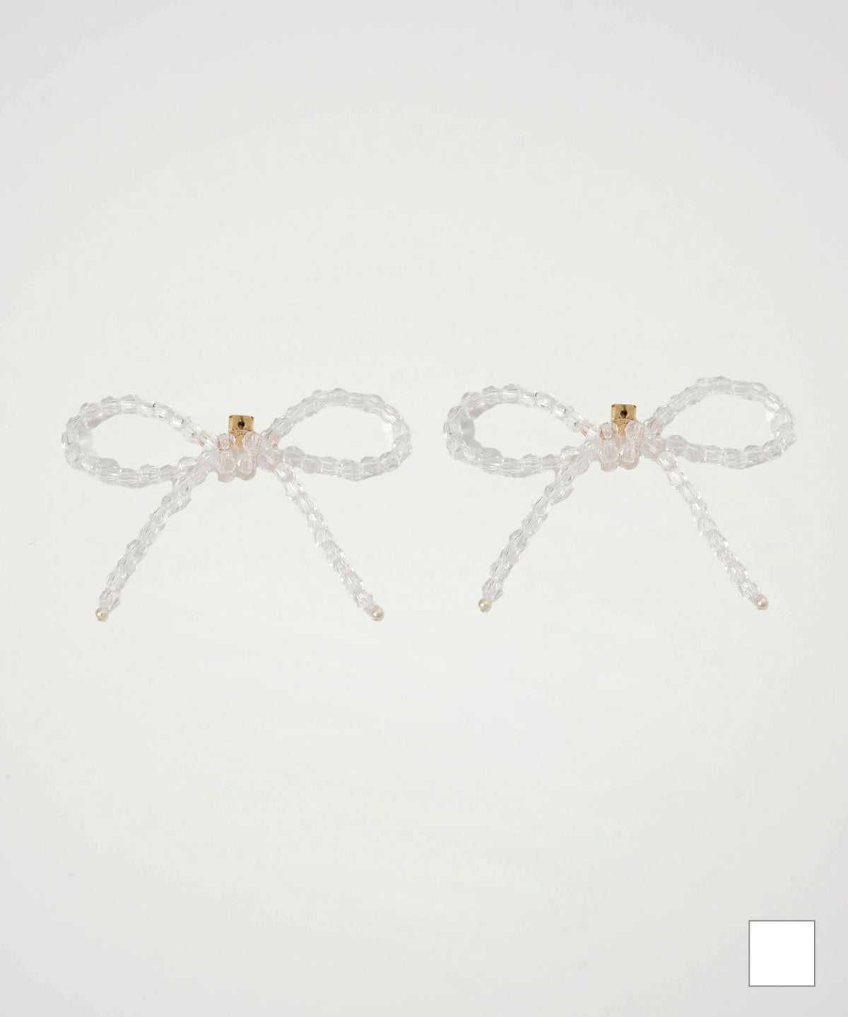 ピアス リボンモチーフ ビーズ クリア リボンモチーフ クリア ピアス HUIT