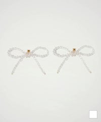 ピアス リボンモチーフ ビーズ クリア リボンモチーフ クリア ピアス HUIT