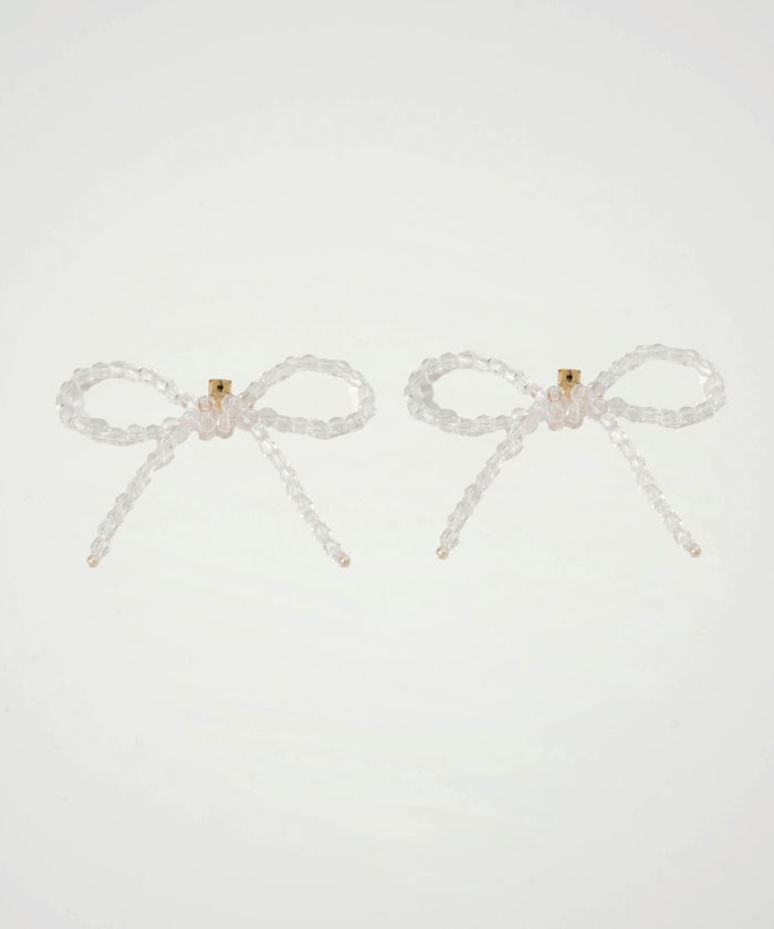 レディース/ピアス/リボンモチーフ/ビーズ/春/夏/秋/冬/クリア