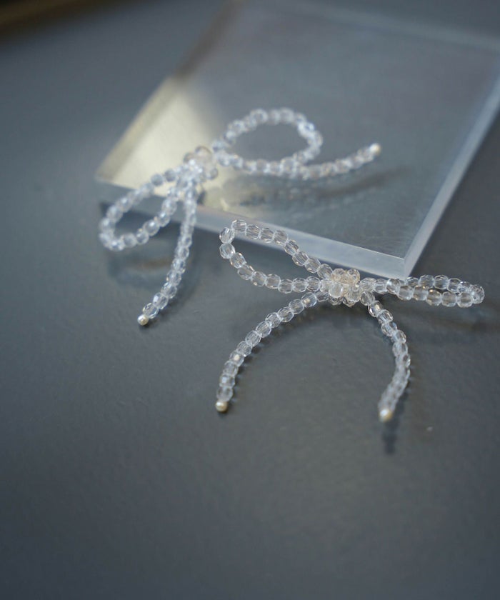 レディース/ピアス/リボンモチーフ/ビーズ/春/夏/秋/冬/クリア