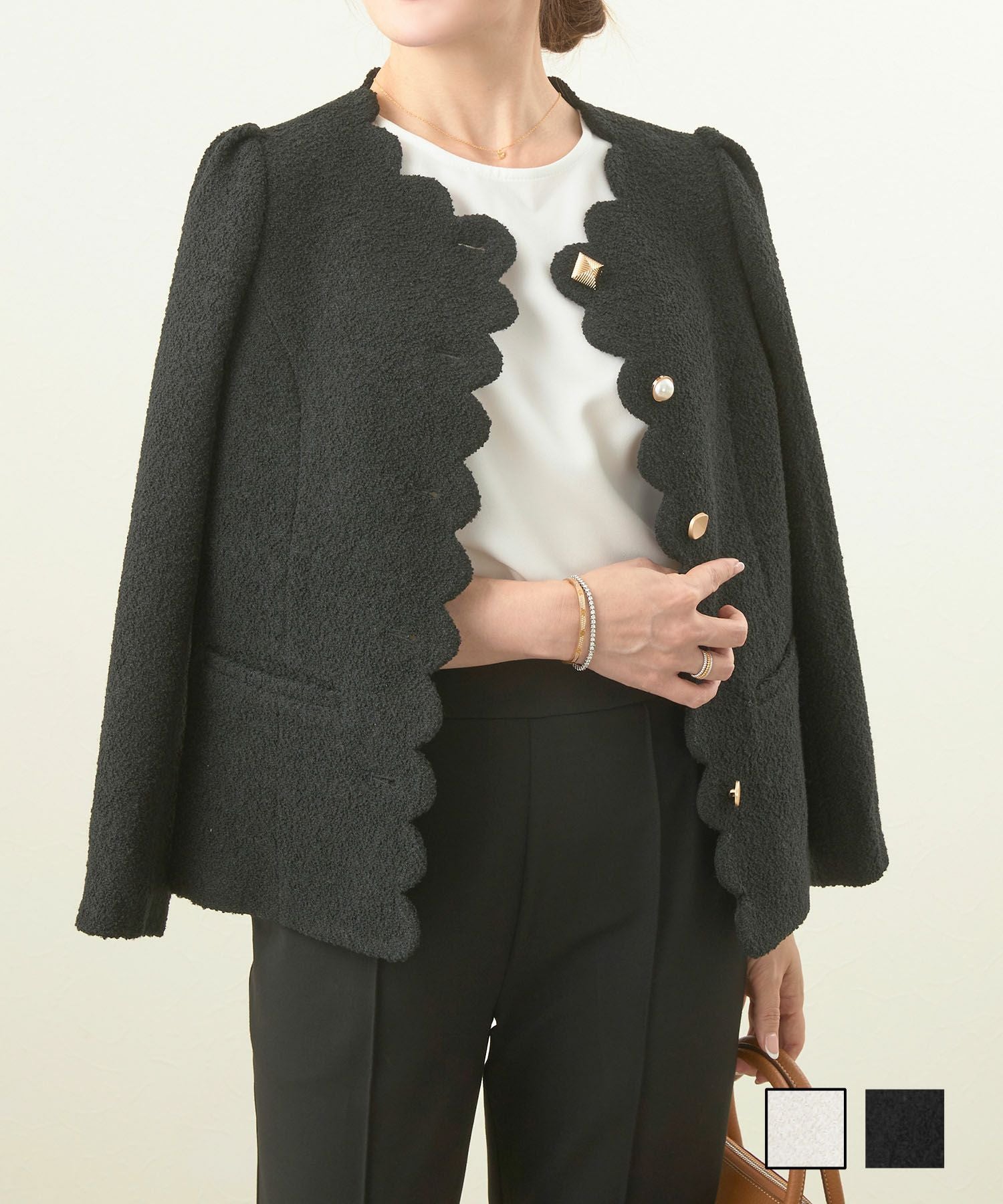 スカラップ バラエティボタン ジャケット Liala×PG 全2色｜lpg241-1861