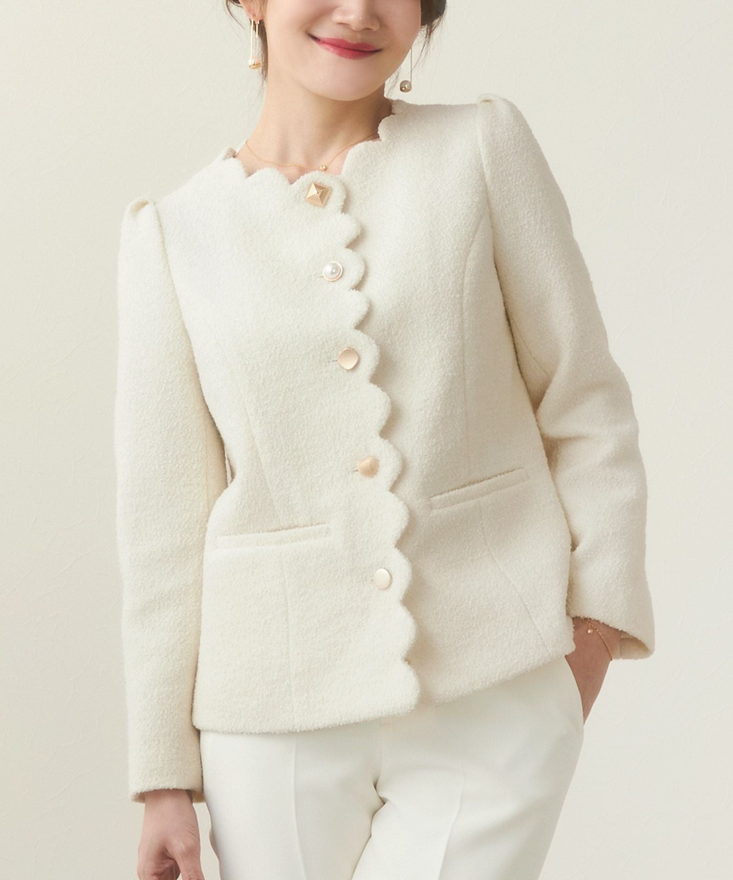 スカラップ バラエティボタン ジャケット Liala×PG 全2色｜lpg241-1861