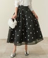 手洗い可/ボトムス/スカート/ドット柄/水玉/フレア/ロング/ウエストゴム/大人/上品/可愛い