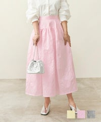 手洗い可 ボトムス スカート ふんわり フレア ジャガード ロング 春 大人 上品 可愛い ふんわり ジャガード スカート Liala×PG