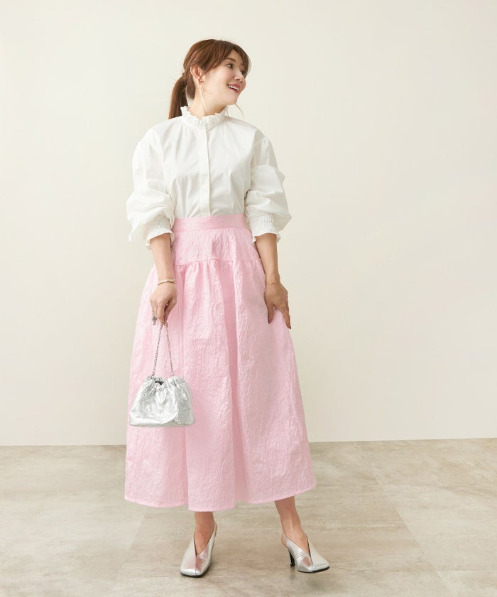 手洗い可/ボトムス/スカート/ふんわり/フレア/ジャガード/ロング/春/大人/上品/可愛い