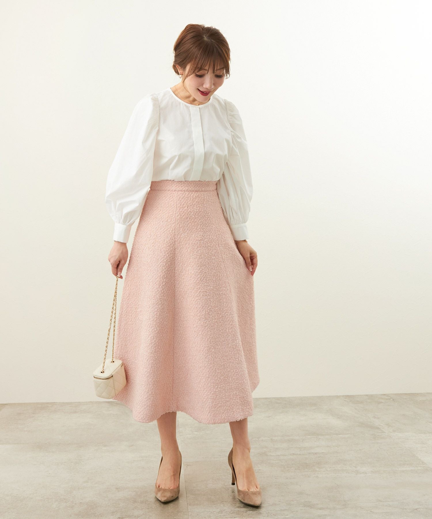SPRING-SALE ツイード セミフレア スカート Liala×PG 全3色｜lpg611