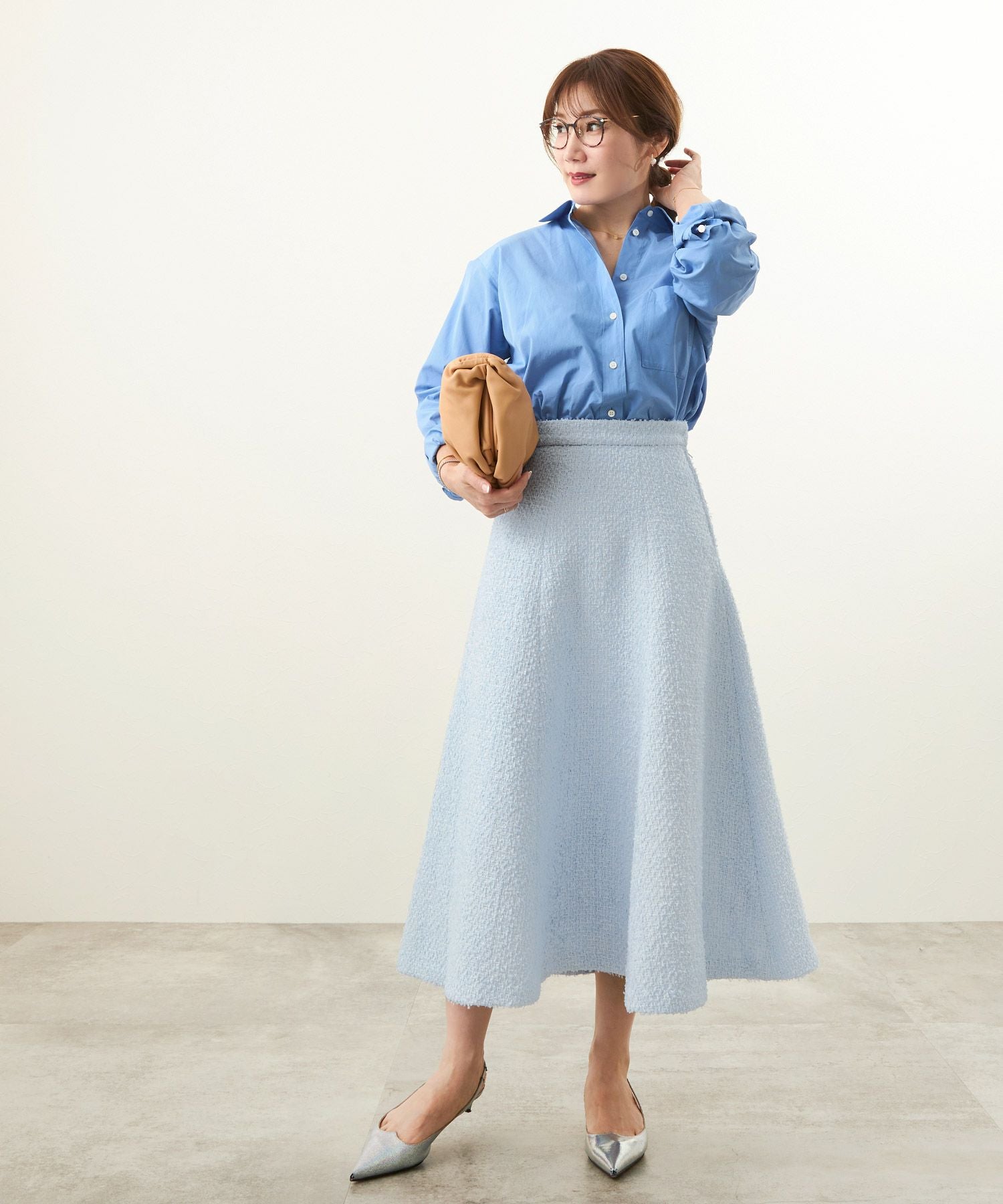 SPRING-SALE ツイード セミフレア スカート Liala×PG 全3色｜lpg611