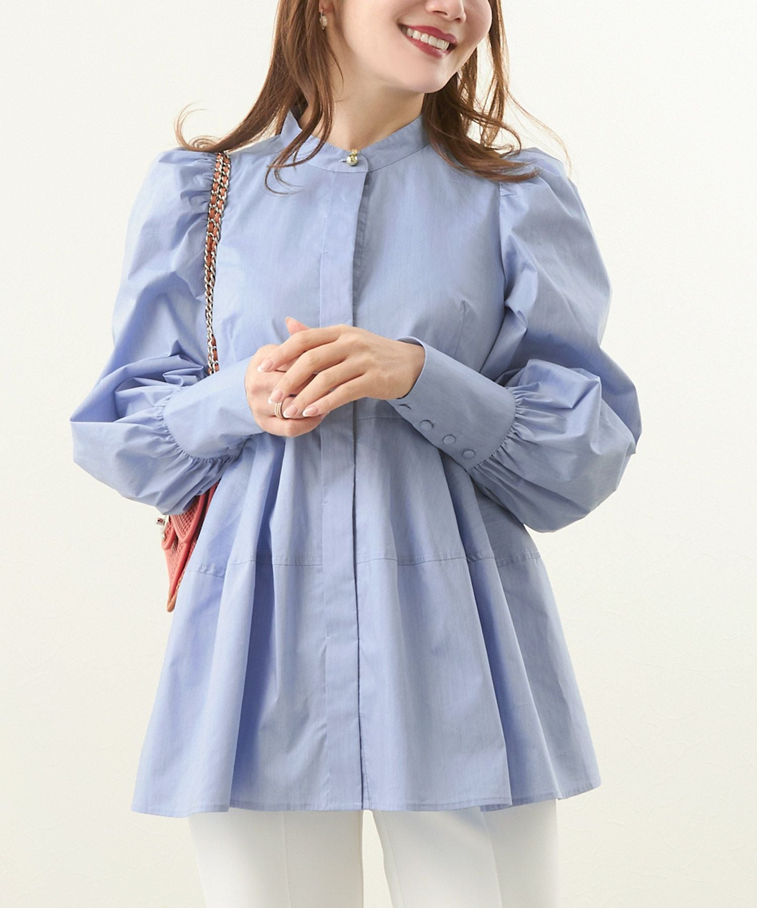 パフスリーブ コクーン ペプラム ブラウス Liala×PG 全2色｜lpg811