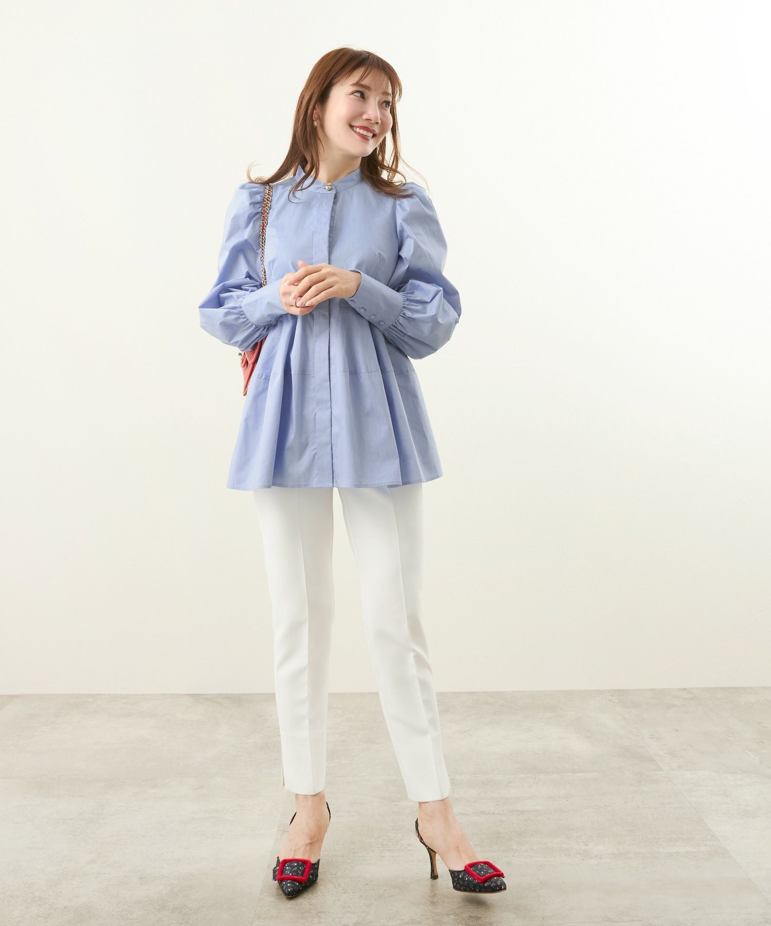 パフスリーブ コクーン ペプラム ブラウス Liala×PG 全2色｜lpg811