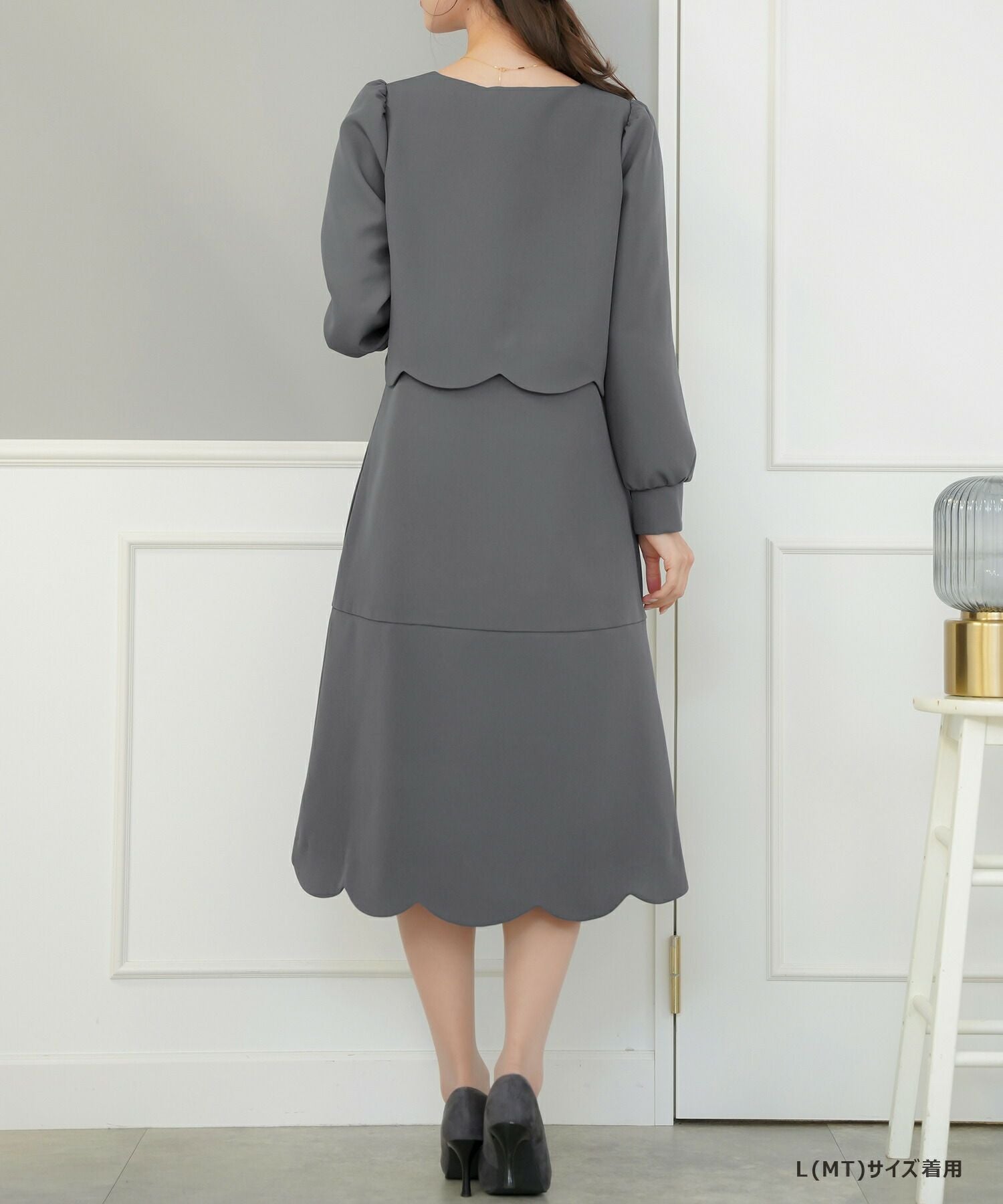 フロントファスナー スカラップ ワンピース le reve vaniller 全3色