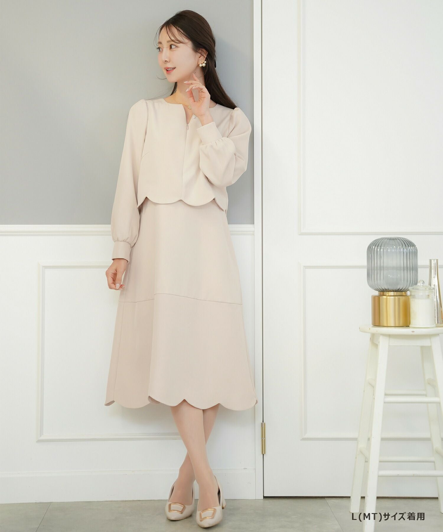 フロントファスナー スカラップ ワンピース le reve vaniller 全3色