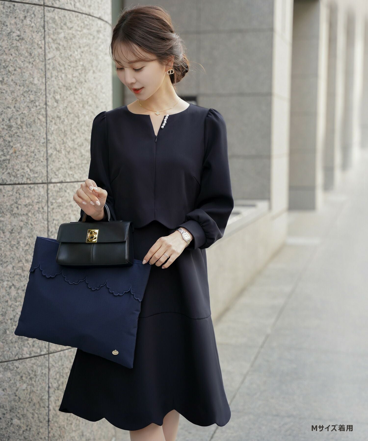 フロントファスナー スカラップ ワンピース le reve vaniller 全3色