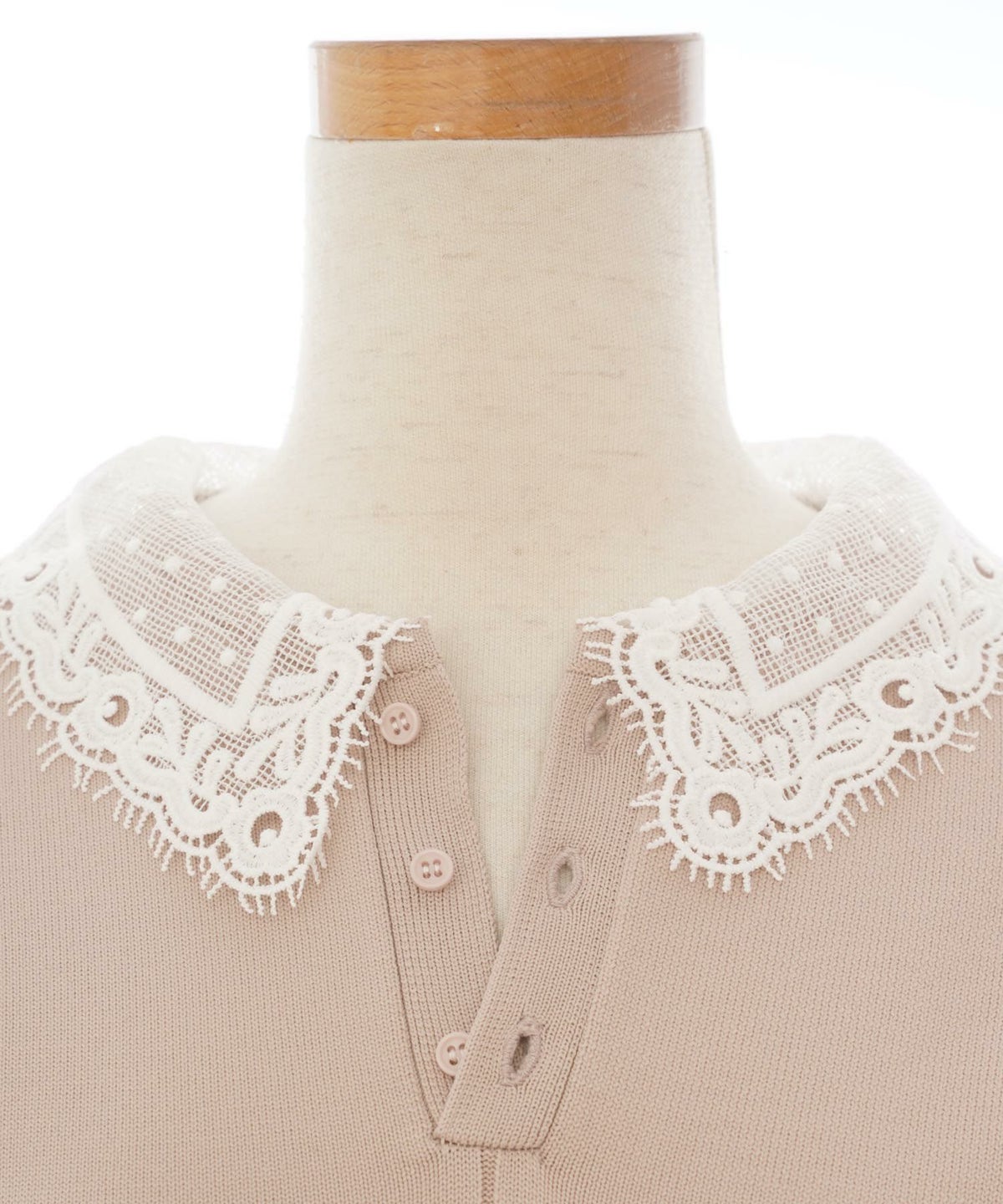 レディース/ワンピース/ニット/ニットワンピ/配色/レース襟/長袖/ピンクベージュ/チャコール/ブラック/フェミニン/オケージョン/卒園式/入園式/入学式/卒業式/長袖/フォーマル/20代/30代/40代