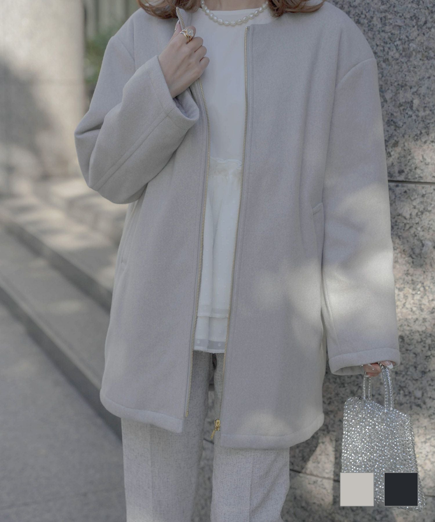 セレクト ミドル丈 メルトン コート HUIT 全2色｜hit181-0076【1