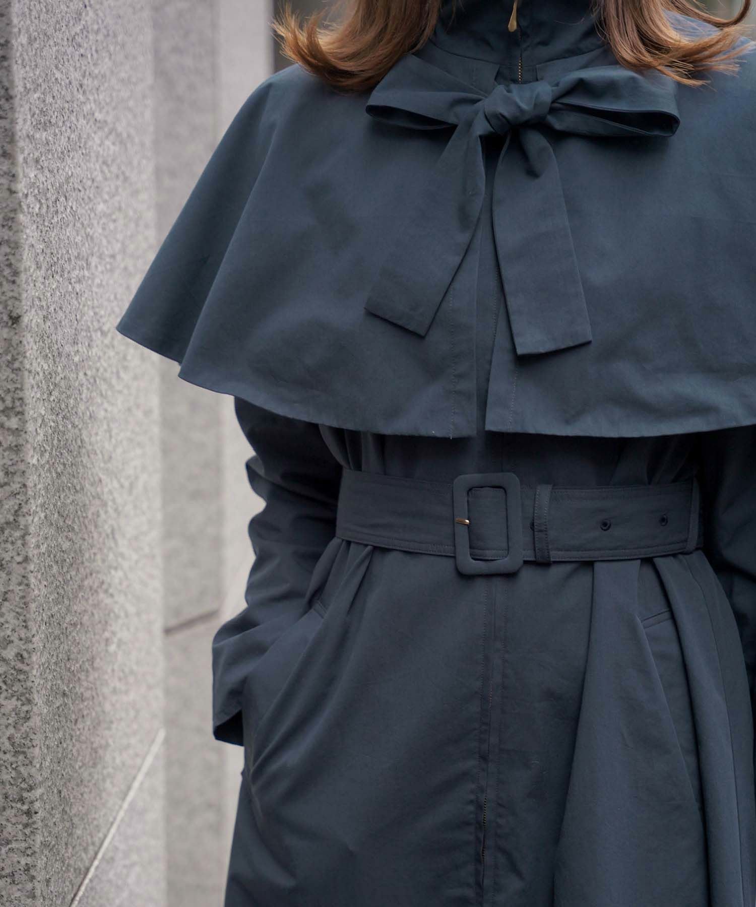 TIME-SALE フロントジップ ケープ トレンチコート HUIT 全2色｜hit111