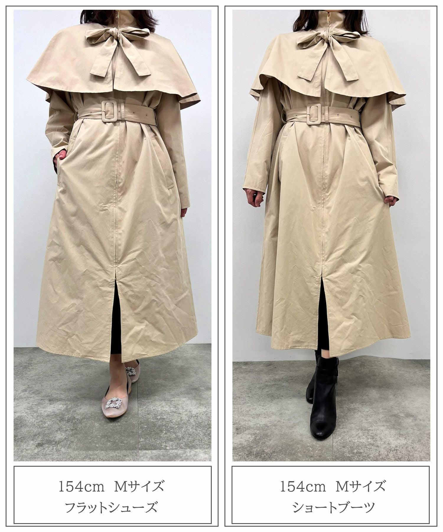 TIME-SALE フロントジップ ケープ トレンチコート HUIT 全2色｜hit111