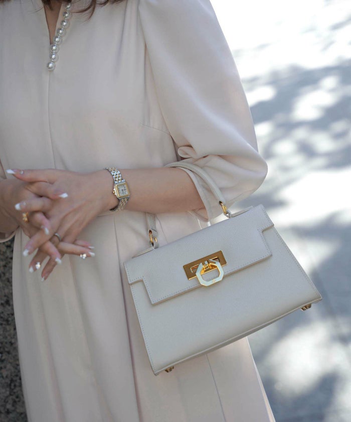 レディース/ワンピース/フレア/パール/フォーマル/キーネック/7分袖/春/秋/冬/ピンクベージュ/アイスブルー/ネイビー