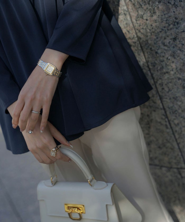 レディース/トップス/ブラウス/パール/フォーマル/長袖/ペプラム/チュニック丈/春/秋/冬/アイボリー/アイスブルー/ネイビー/M