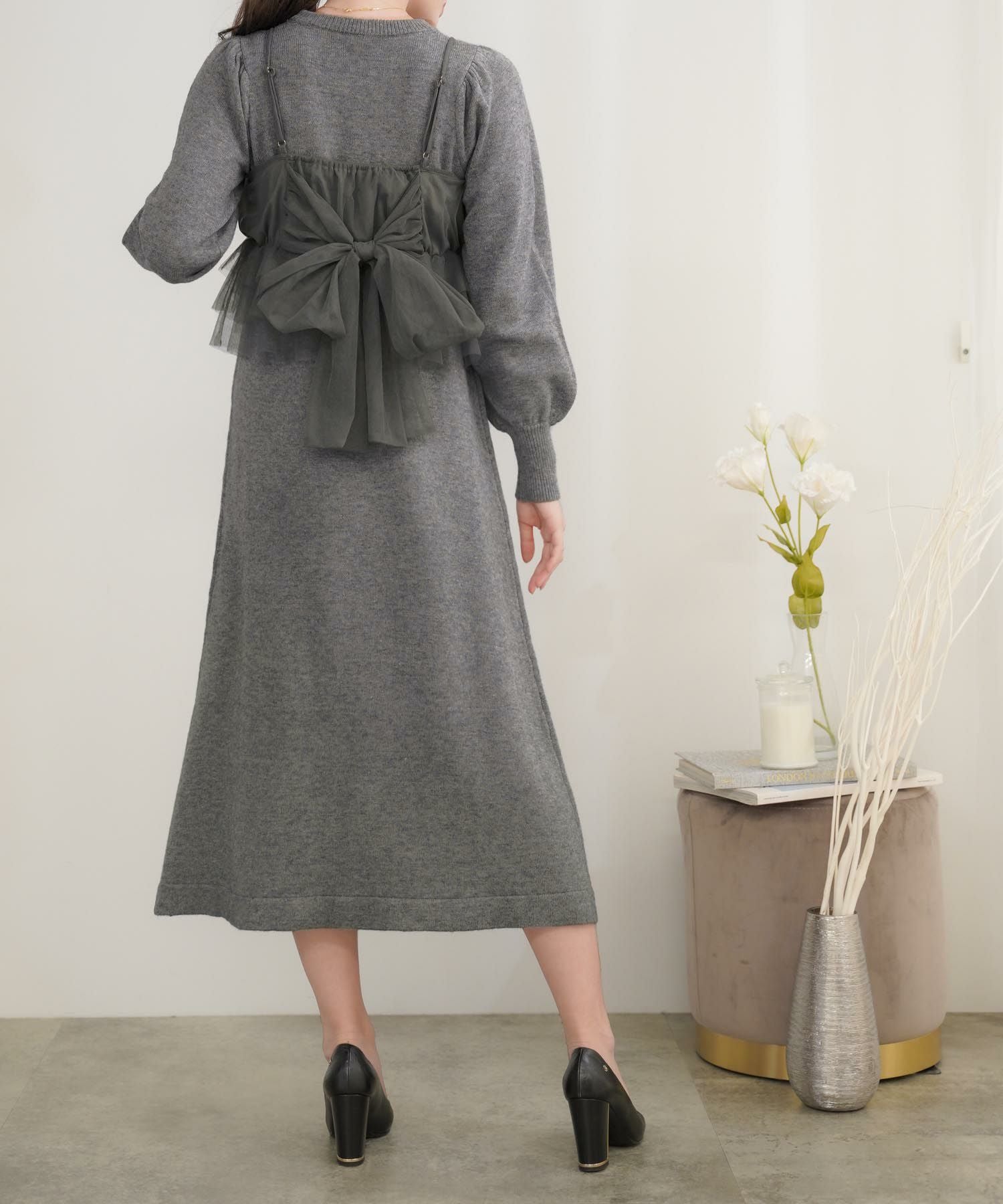 チュールビスチェ セット ニットワンピース le reve vaniller 全2色