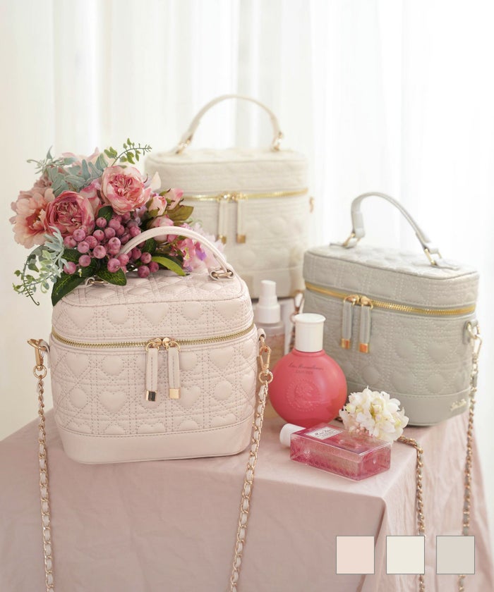 新色 小物 グッズ ポーチ キルティング コスメ バニティ 収納 ハート柄 キルティング バニティ バッグ le reve vaniller