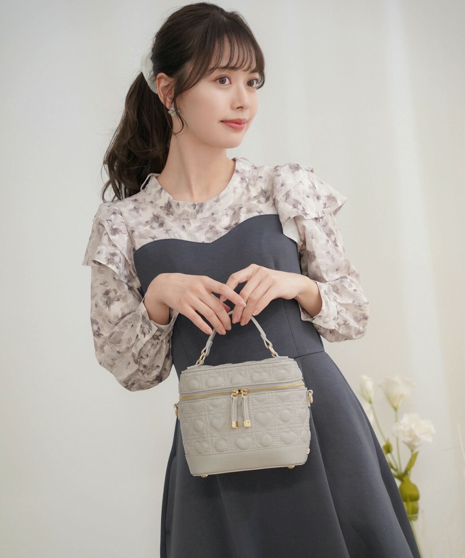 ハート柄 キルティング バニティ バッグ le reve vaniller 全3色