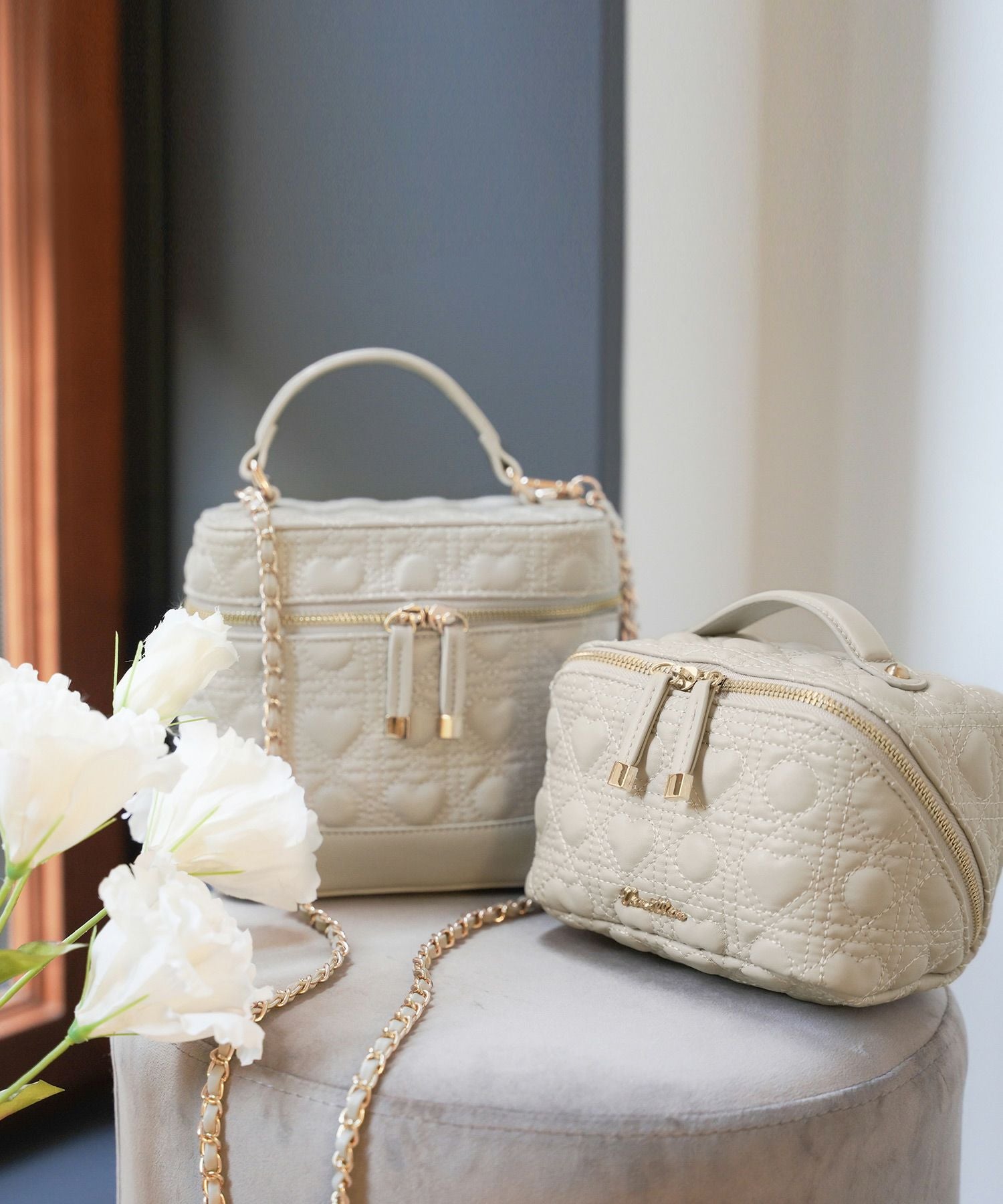 ハート柄 キルティング バニティ バッグ le reve vaniller 全3色