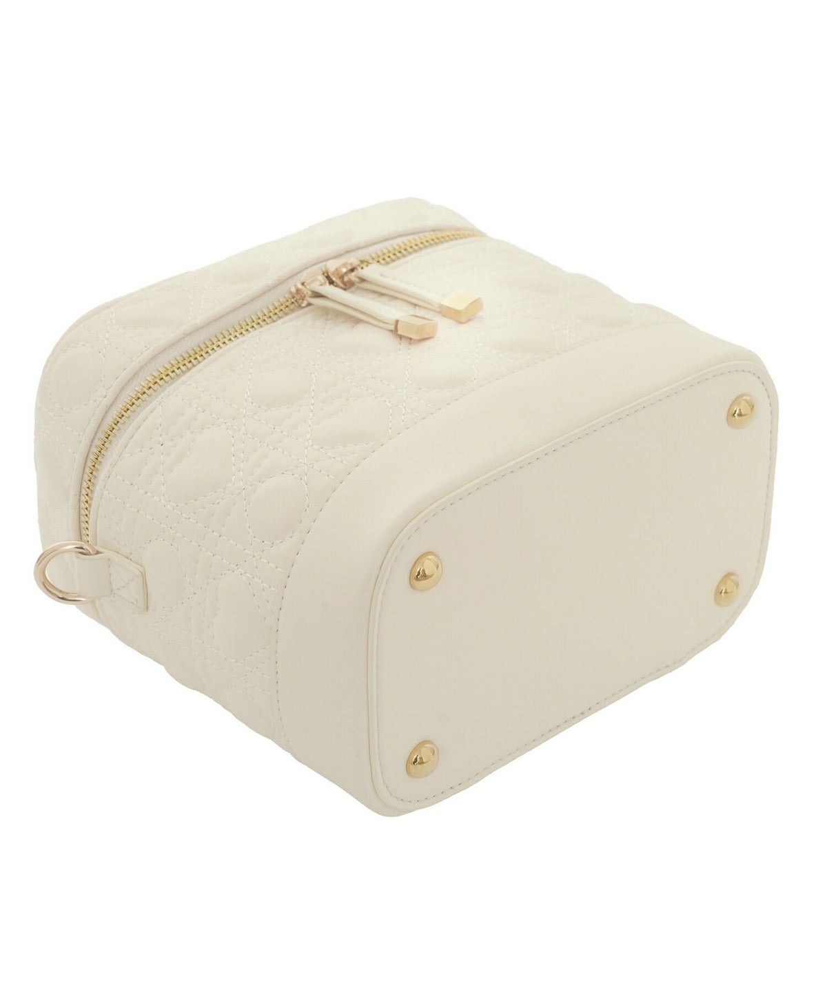 レディース/小物/グッズ/ポーチ/キルティング/オールシーズン/レザー/コスメ/化粧/バニティ/収納/仕分け/持ち手/ゴールド/アイボリー/ミルクホワイト/グレージュ/旅行/おしゃれ/可愛い/ハート柄/新色/人気/ヒット/ピンク/ストロベリーミルク