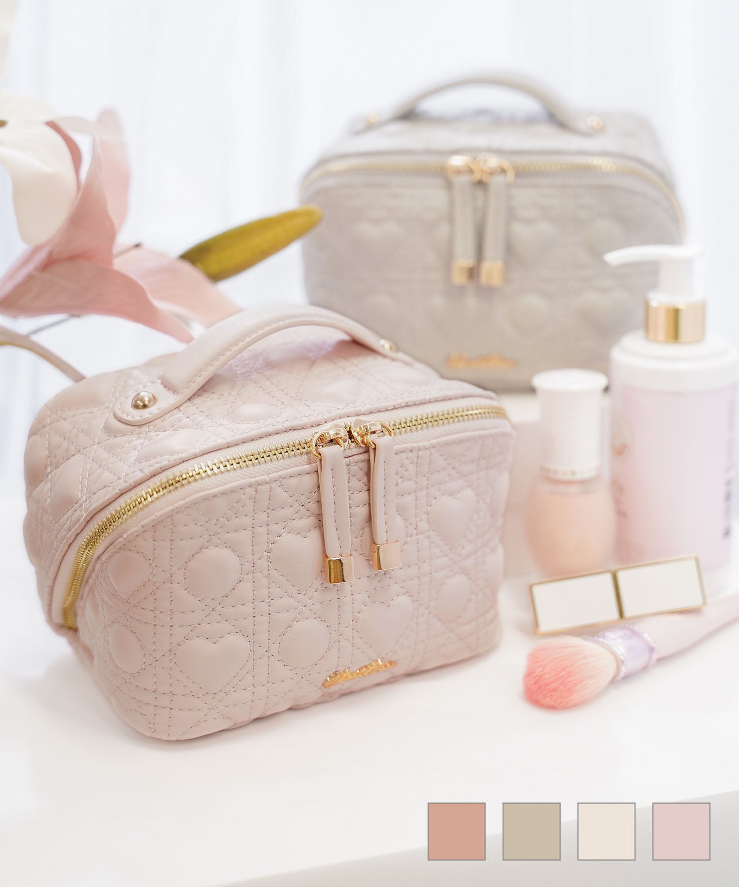 オリジナル ハートキルティング コスメ ポーチ le reve vaniller 全4色