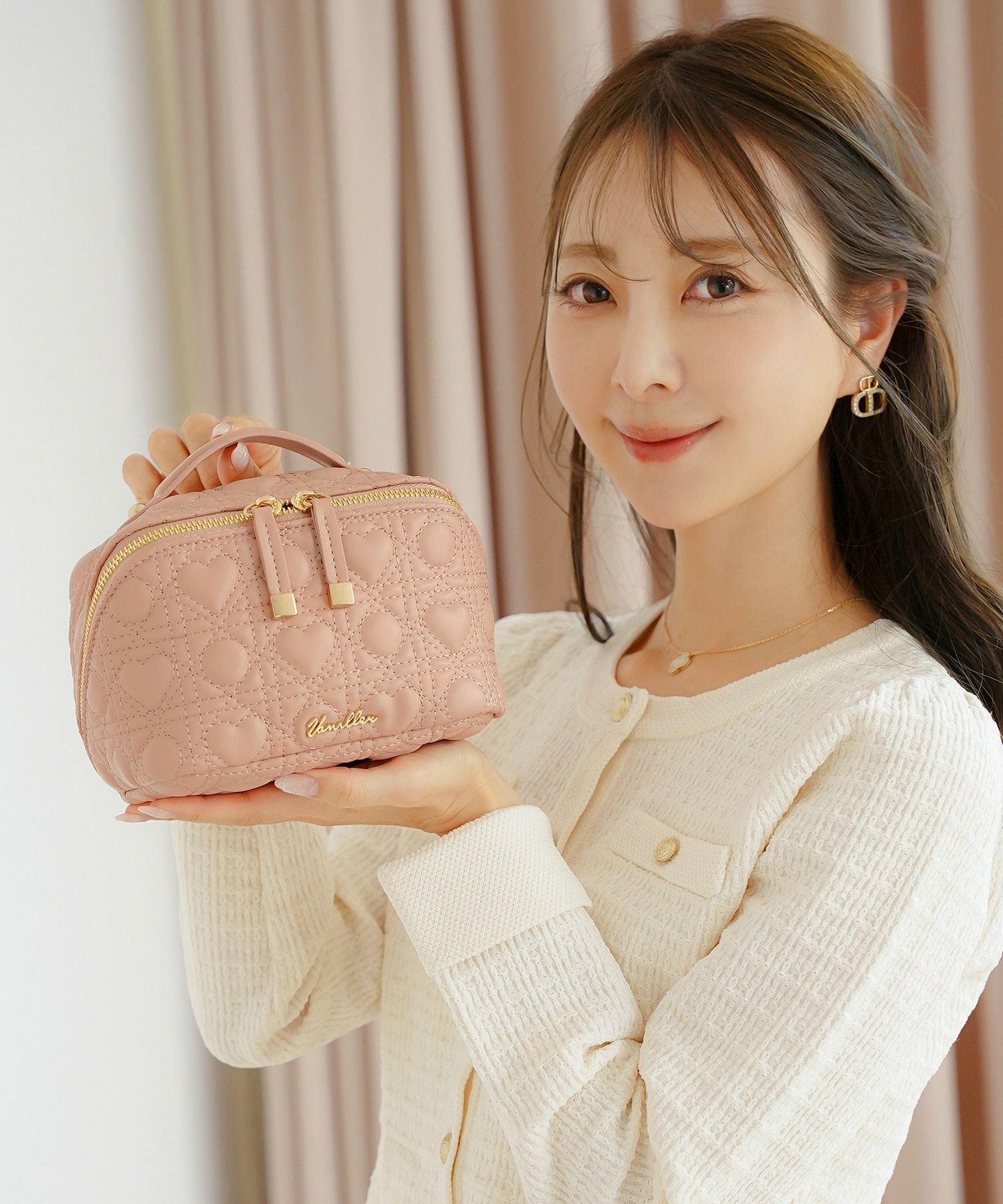 オリジナル ハートキルティング コスメ ポーチ le reve vaniller 全4色