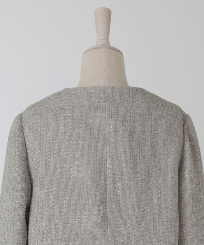 レディース/アウター/ジャケット/ツイード/春/秋/冬/長袖/アイボリー/ライトグレー