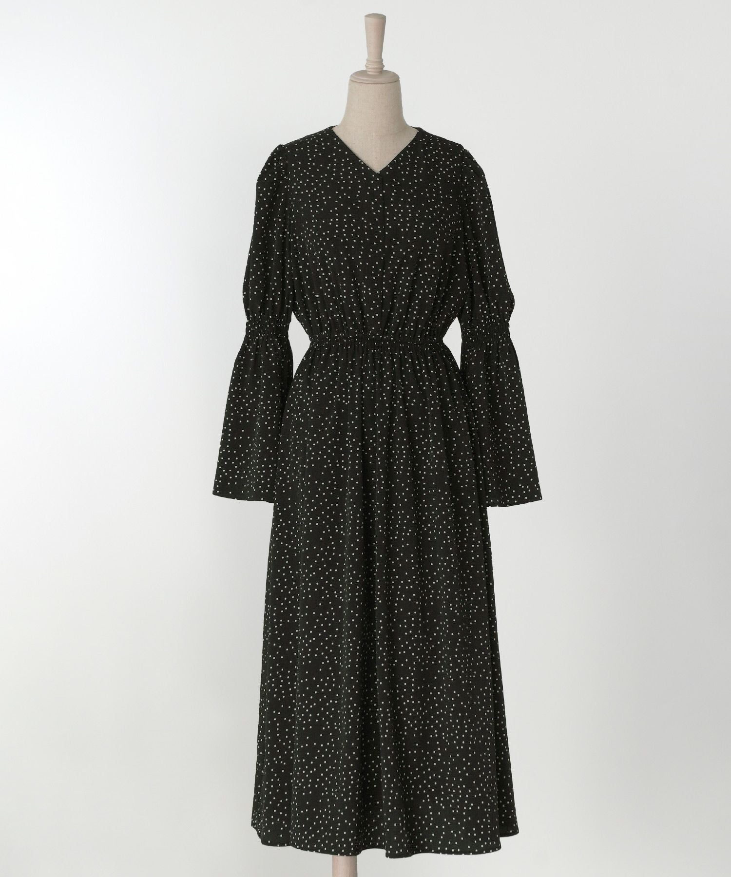 OUTLET-SALE ベルスリーブ ドット ワンピース HUIT 全2色｜hit311-0050
