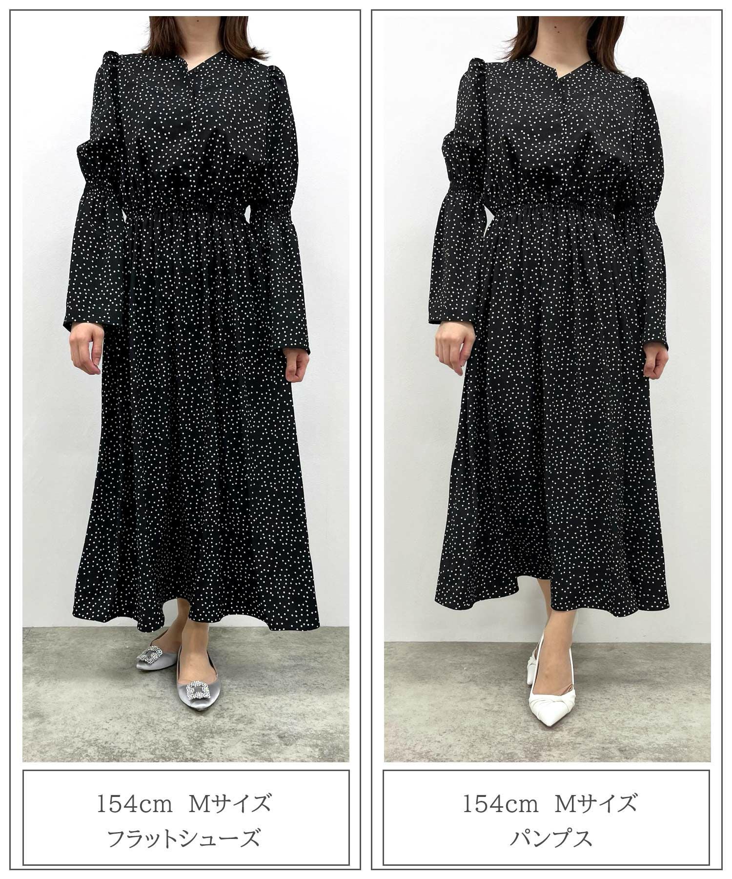 OUTLET-SALE ベルスリーブ ドット ワンピース HUIT 全2色｜hit311-0050